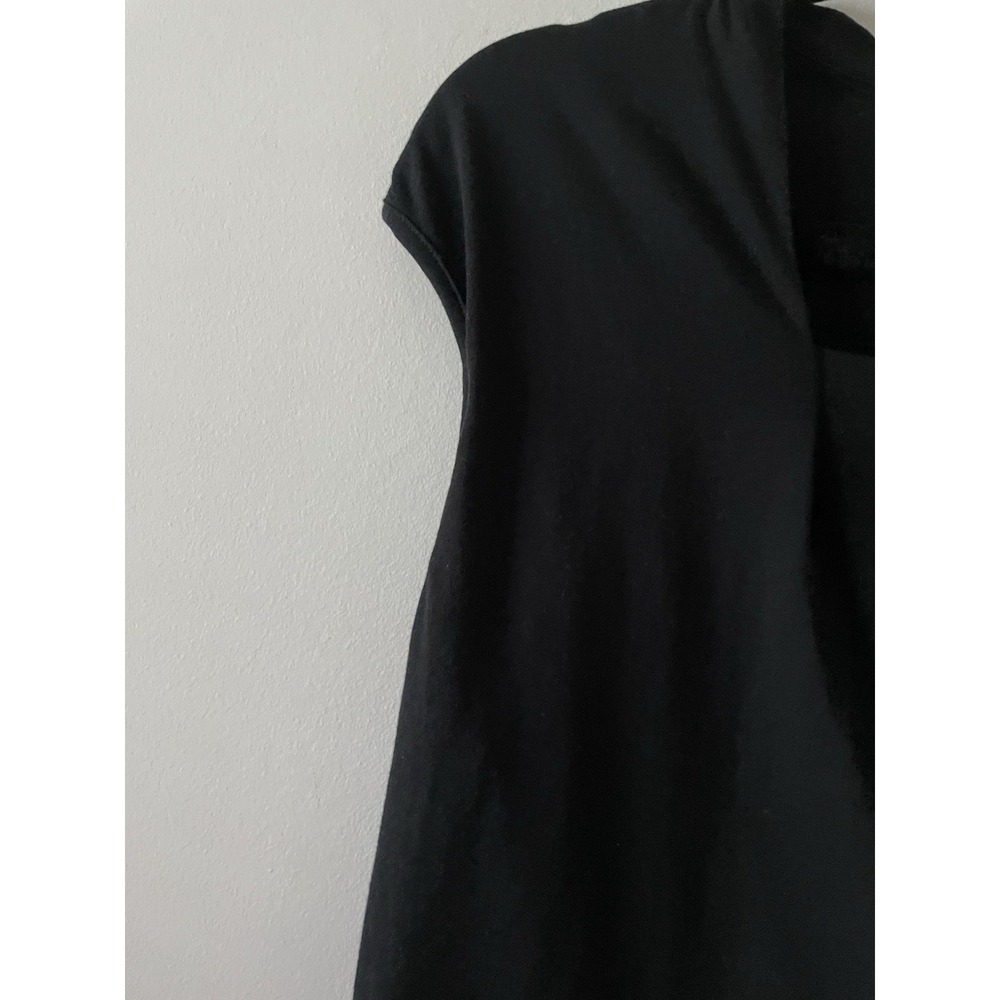 Norm Thompson Top Women L Black Square Neck Cap Sleeve Cotton Stretch Minimalist - Picture 2 of 9